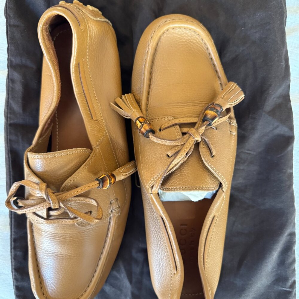 Gucci Men's Tan Drivers with Bamboo Size 8